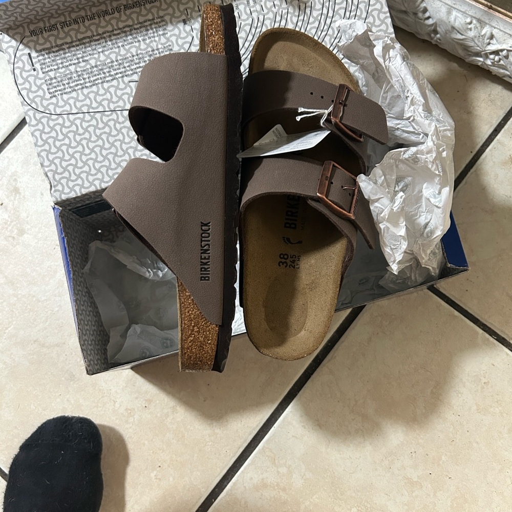 Birkenstock Brown mocka (39) size 8 Birbick Double-Strap Sandals slides NIB - Picture 8 of 13